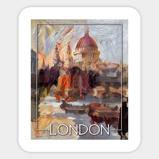 London, England - Painting, Travel Poster Sticker by Naves